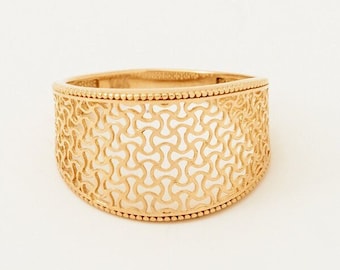 14K Solid Gold Geometric Ring: Women&#39;s Statement Nugget Ring