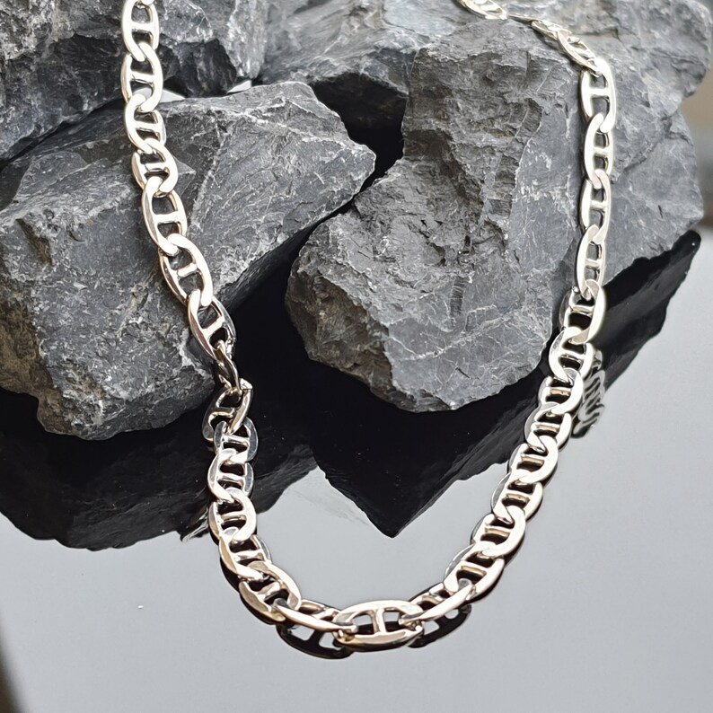 Mariner Chains 925 Sterling Silver Men and Women Flat Mariner Etsy