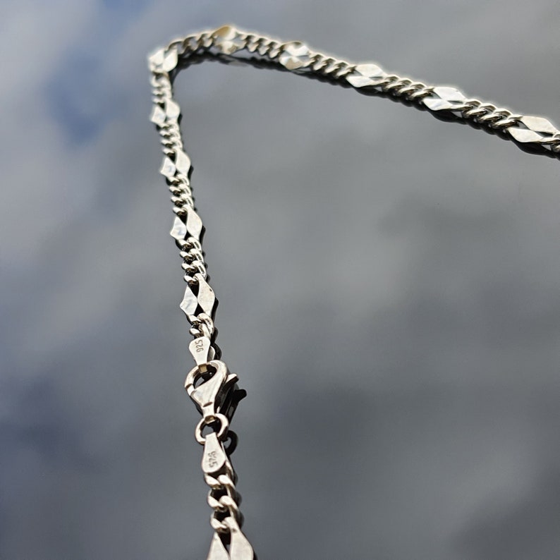 Figaro Solid Sterling Silver 925 Chain Necklace 925 Sterling Silver Chain Optional Gold or Rhodium Plated Fancy Figaro Chain
