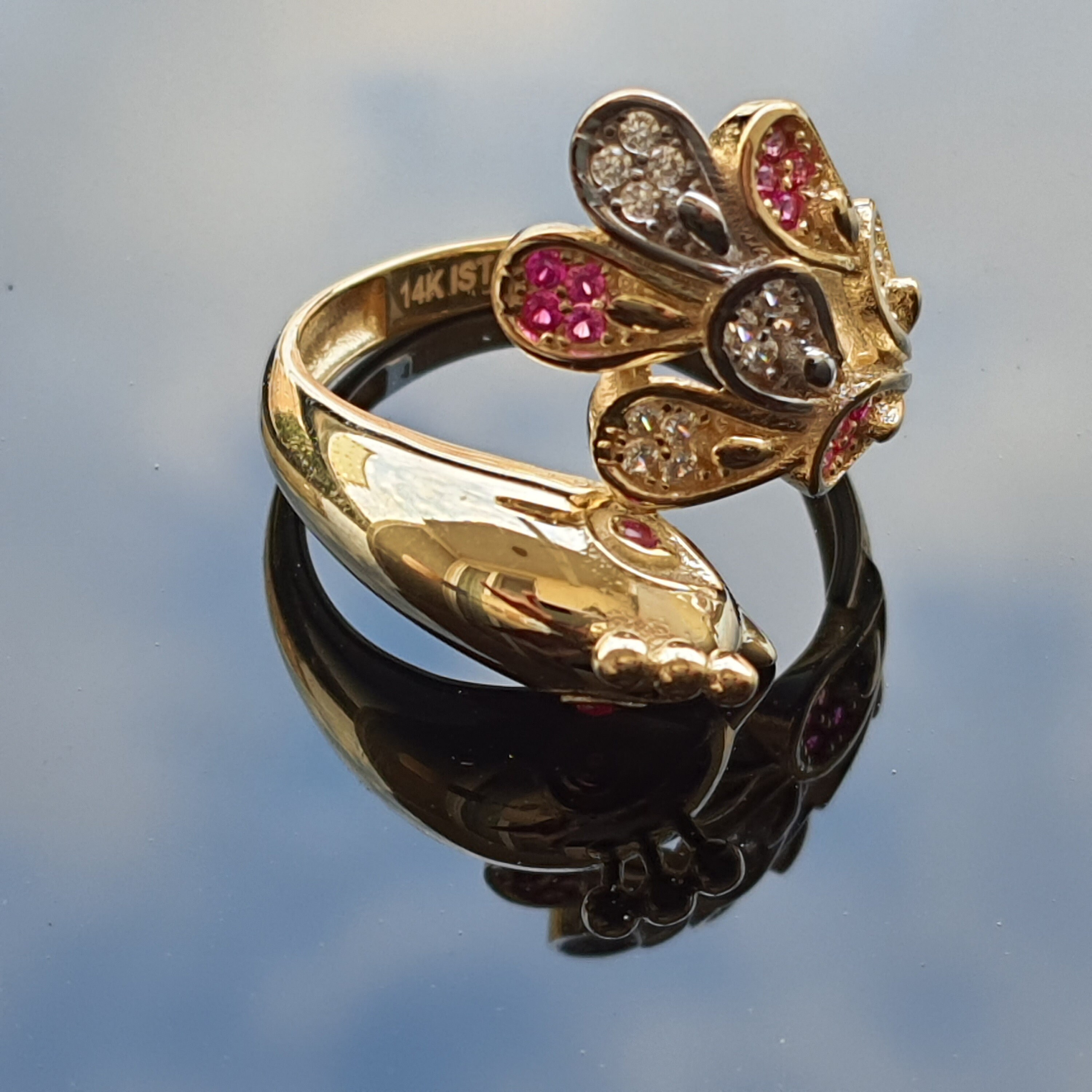 Vintage 14k Solid Gold Peacock Ring Peacock Ring Minimalist Etsy