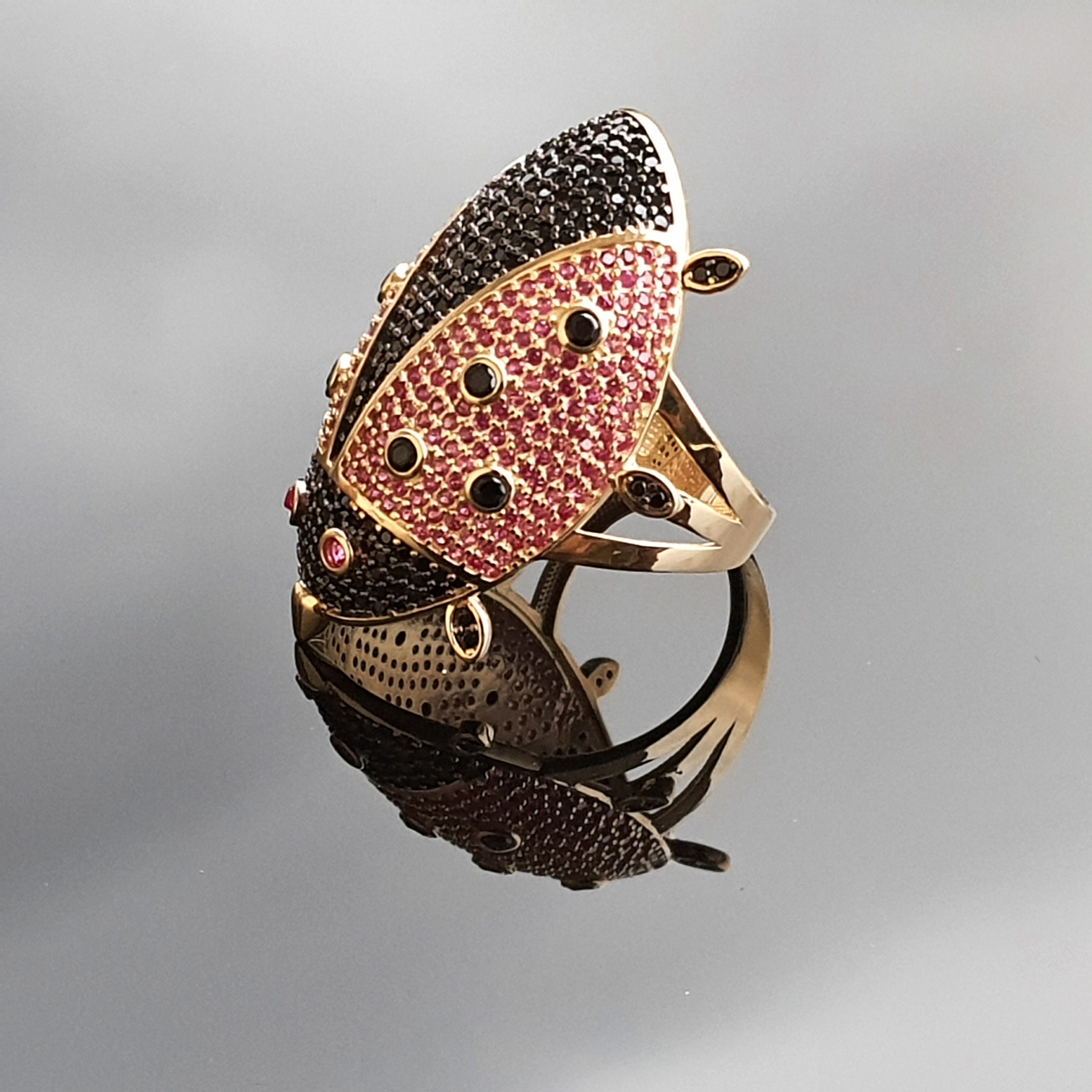 14k Solid Gold Ladybug Ring Ladybug Ring Minimalist Real Etsy