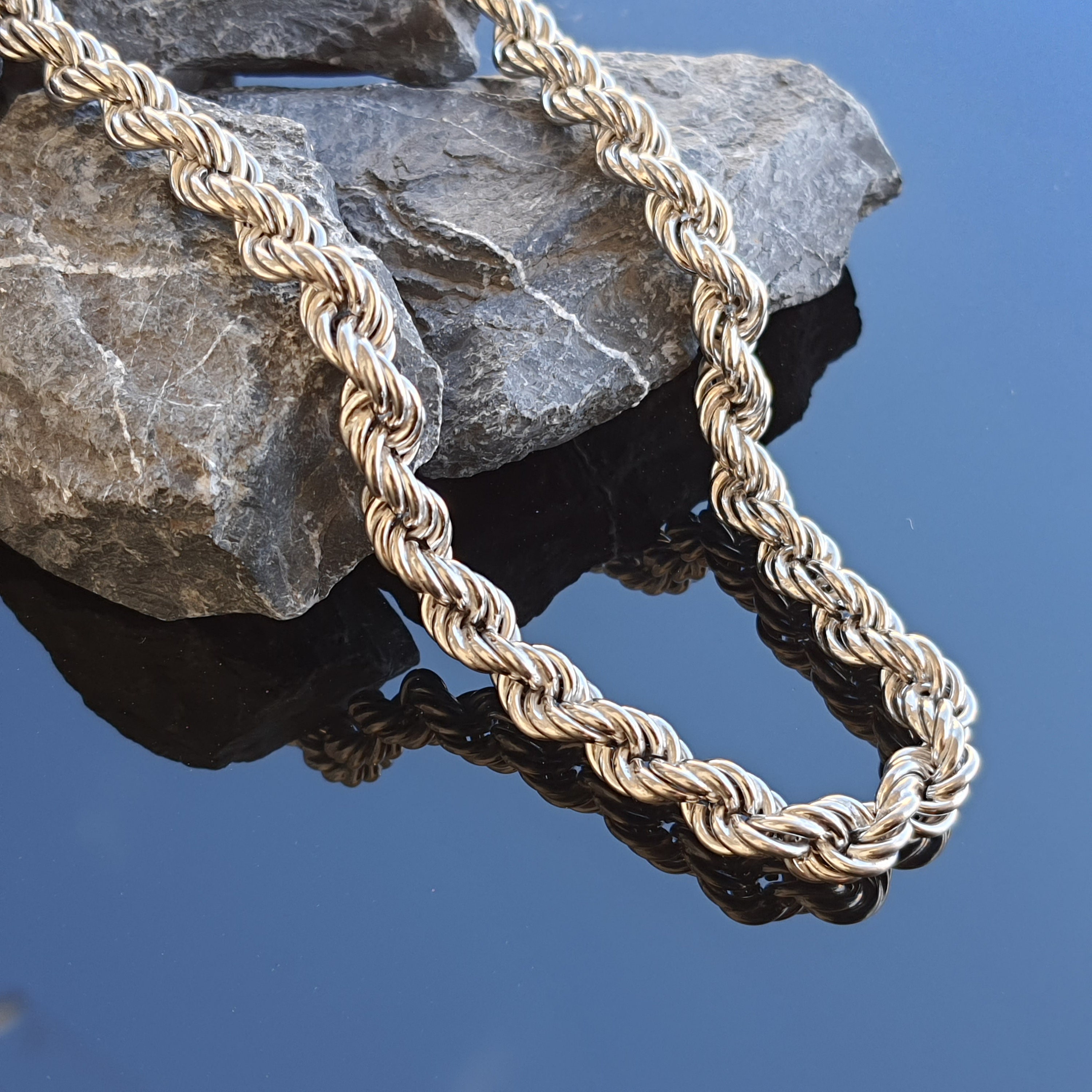 Solid 925 Sterling Silver Rope Chain Rope Necklace Polished | Etsy
