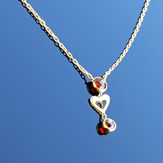 14k Solid Gold Heart Necklace Real Gold Dainty Necklace Etsy