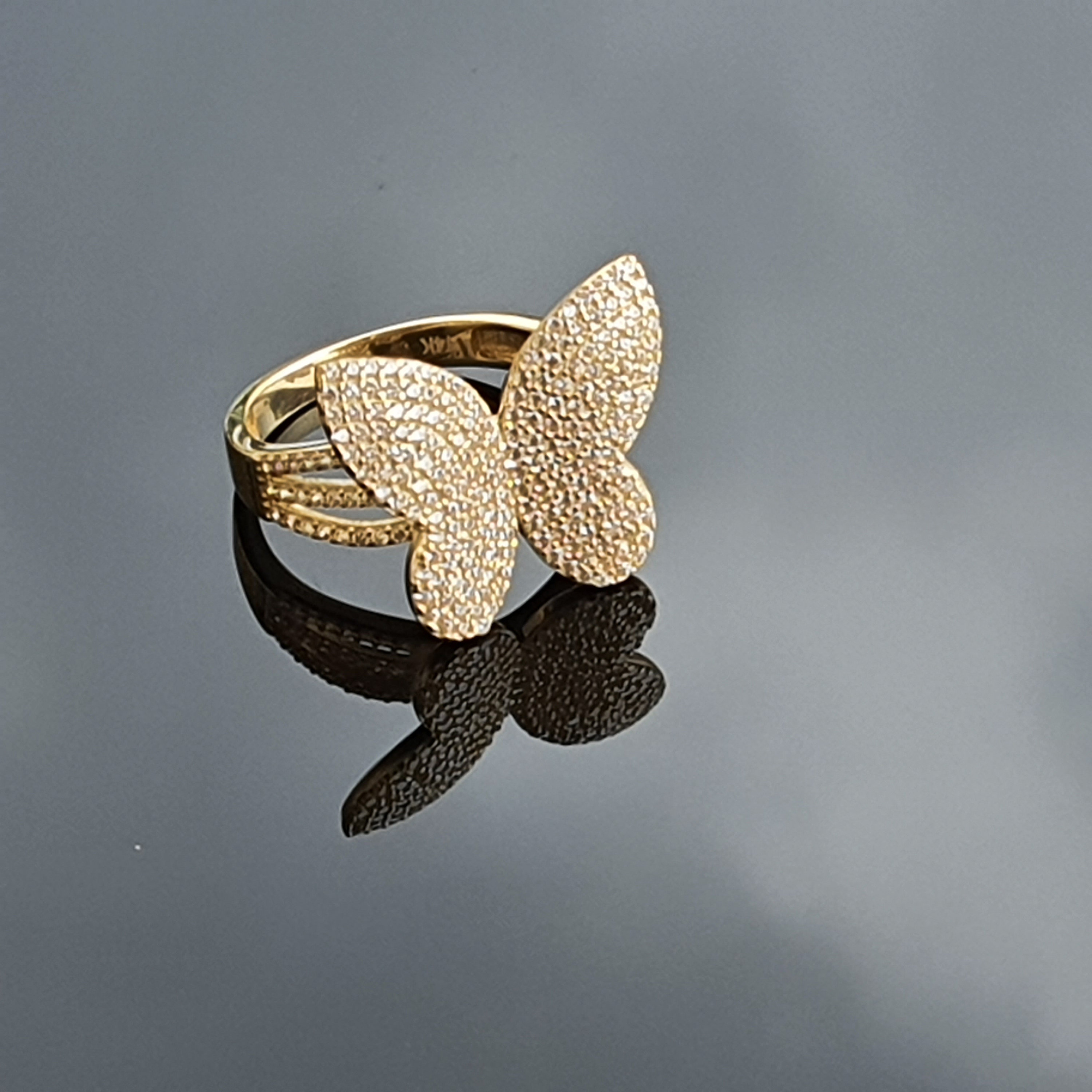 14k Solid Gold Butterfly Ring Butterfly Ring Minimalist Real Etsy