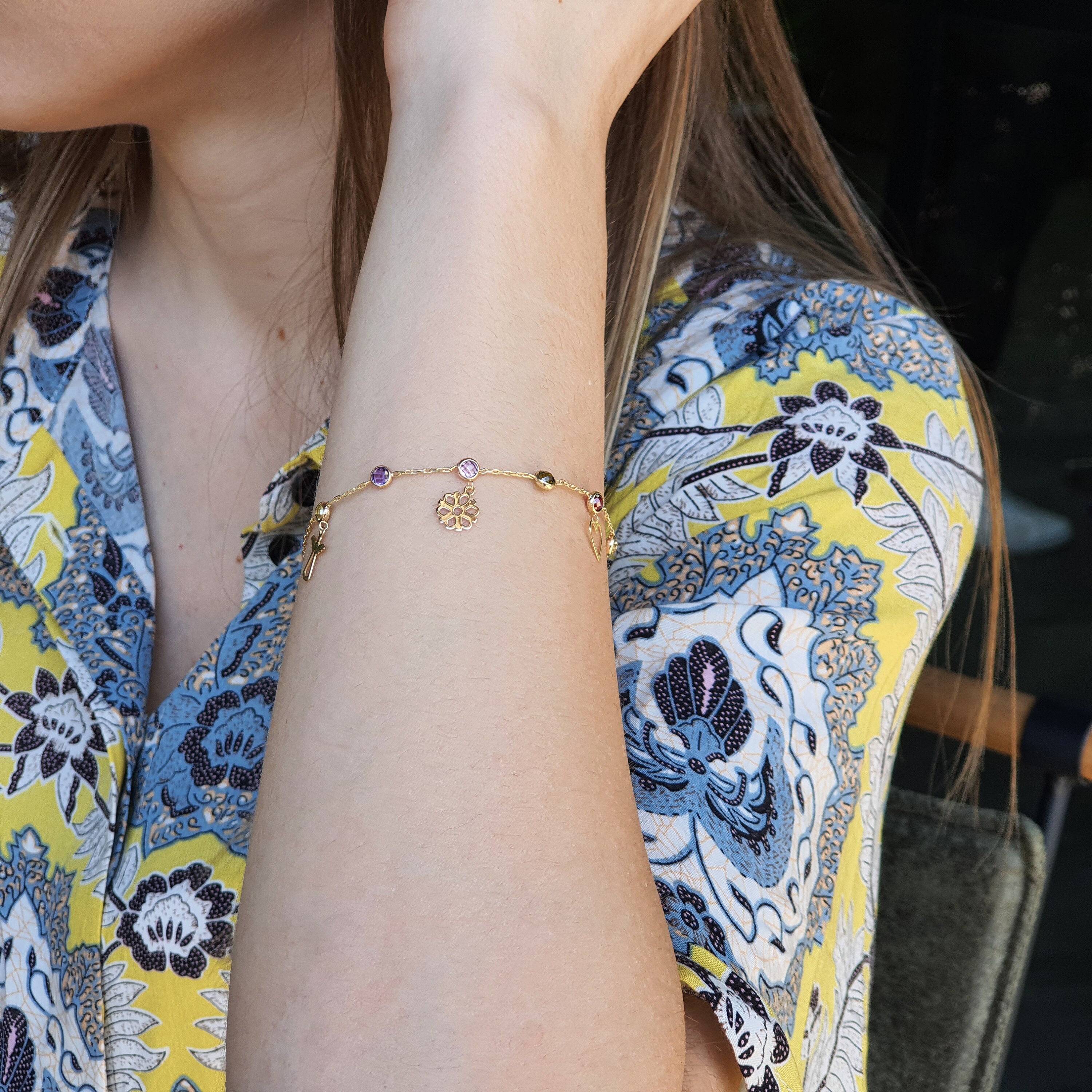 14k Solid Gold Good Luck Charms Bracelet Protection Bracelet Etsy