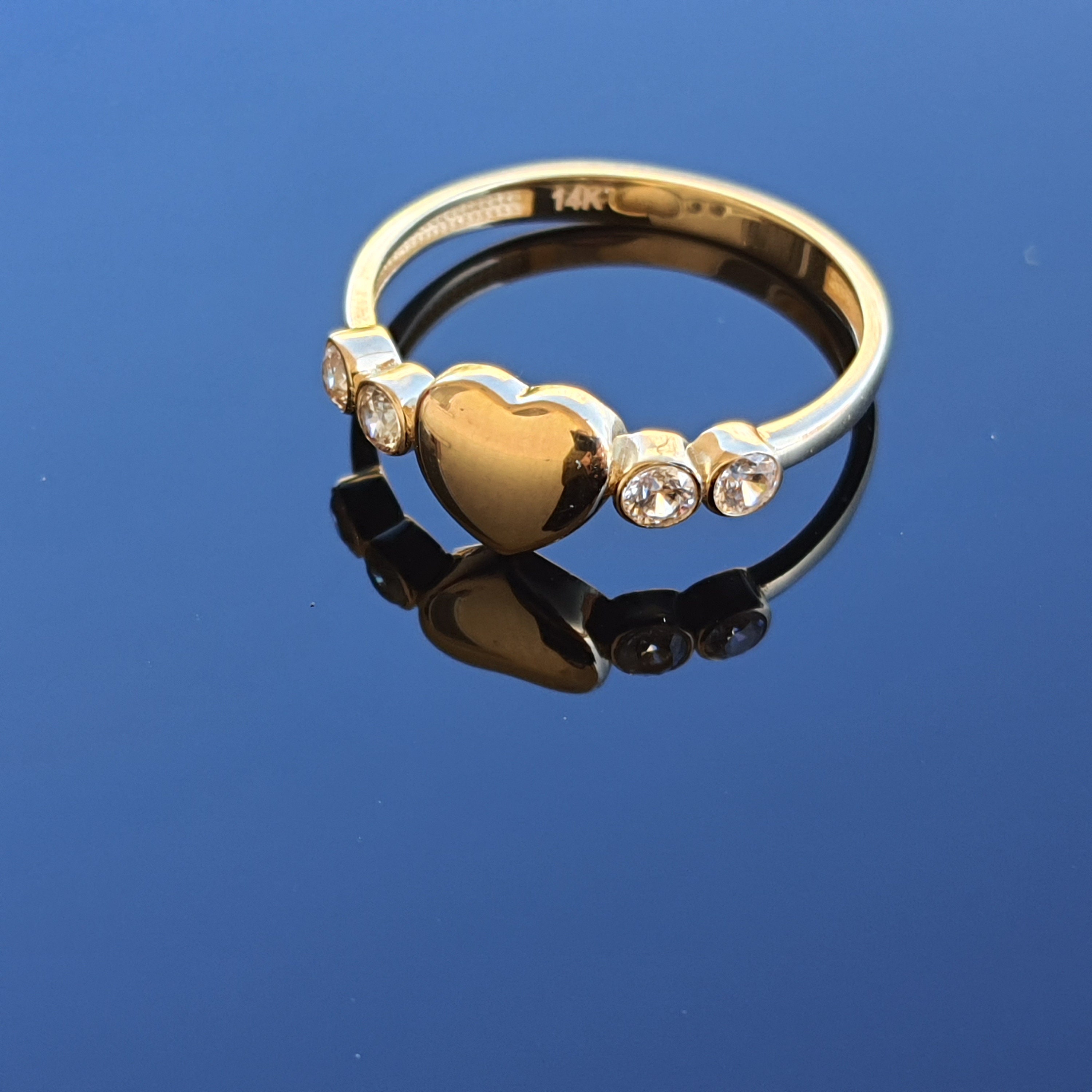 14k Solid Gold Heart Ring Solid Gold Love Ring Heart Etsy