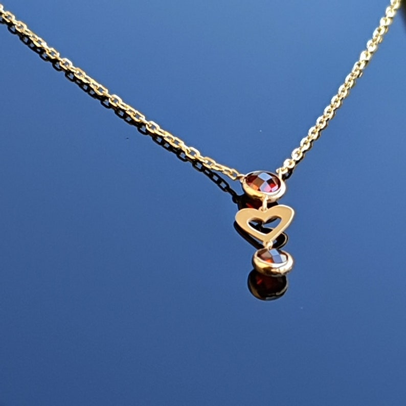 14k Solid Gold Heart Necklace Real Gold Dainty Necklace Etsy