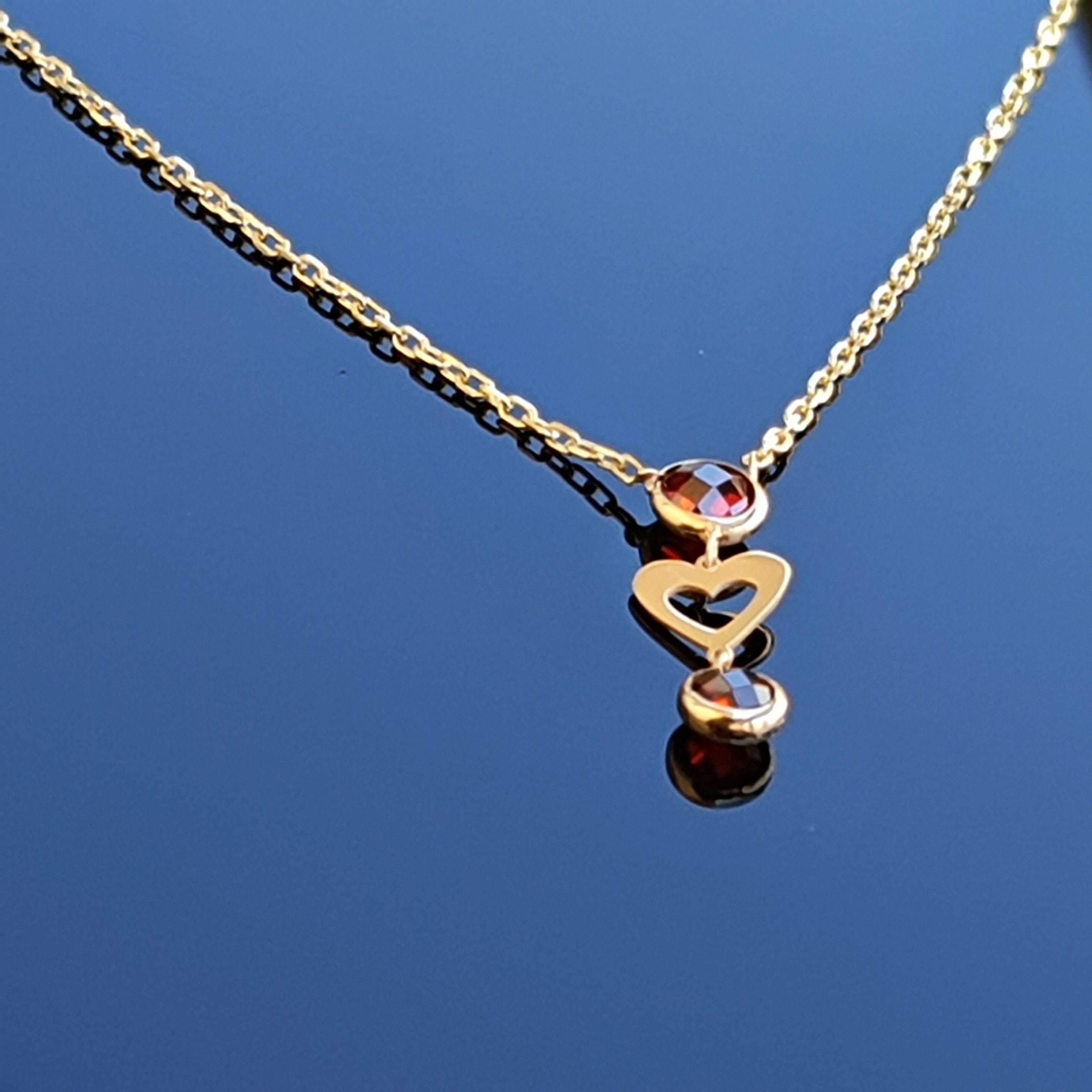 14k Solid Gold Heart Necklace Real Gold Dainty Necklace Etsy