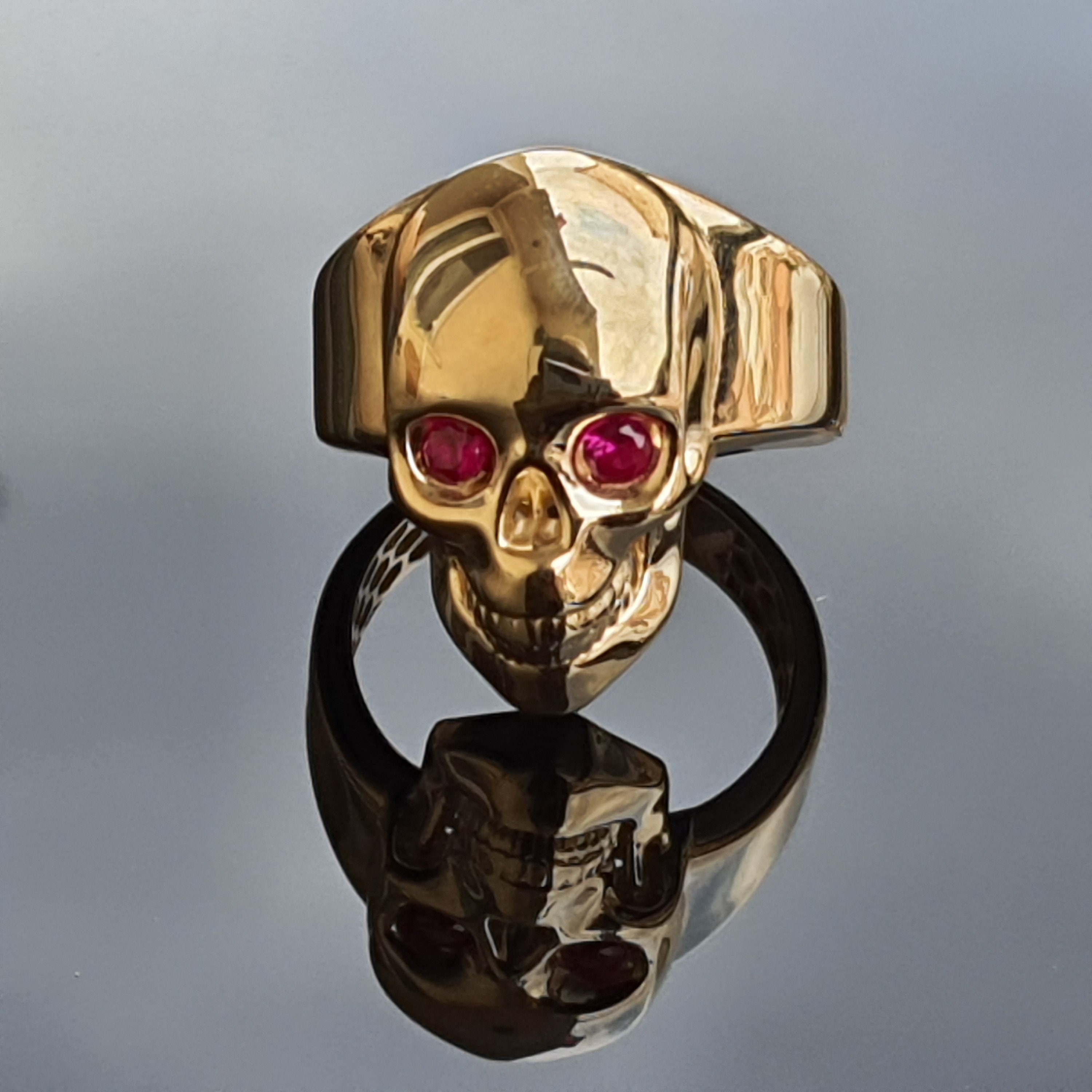 14k Solid Gold Skull Ring Signet Skull Ring Rings for Men | Etsy
