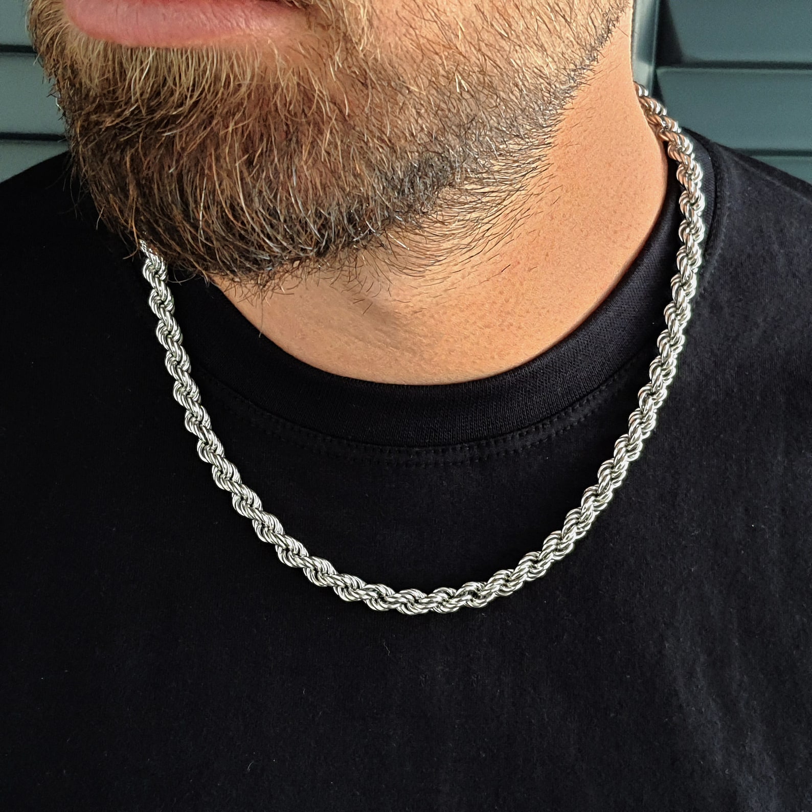 Solid 925 Sterling Silver Rope Chain Rope Necklace Polished | Etsy