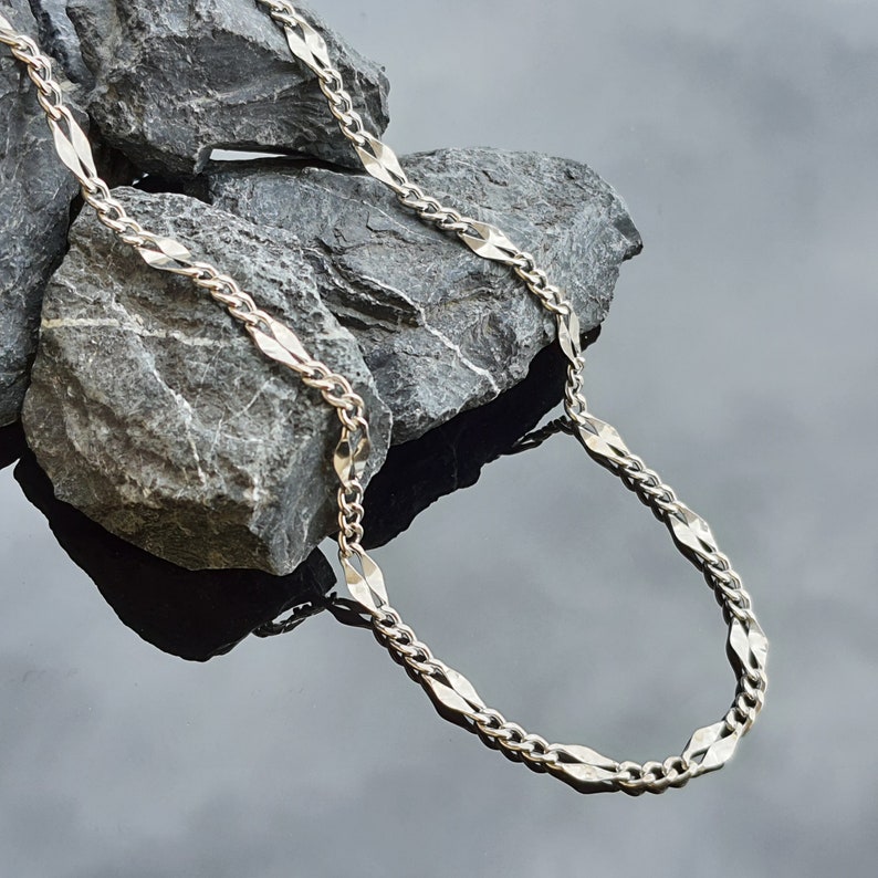 Figaro Solid Sterling Silver 925 Chain Necklace 925 Sterling Silver Chain Optional Gold or Rhodium Plated Fancy Figaro Chain