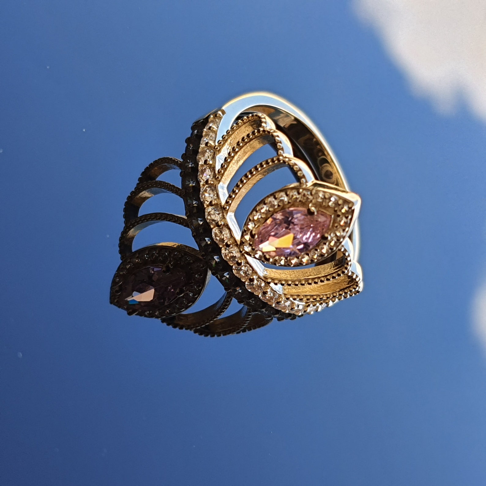 Vintage 14k Solid Gold Crown Ring Queen Ring Wide Crown Etsy