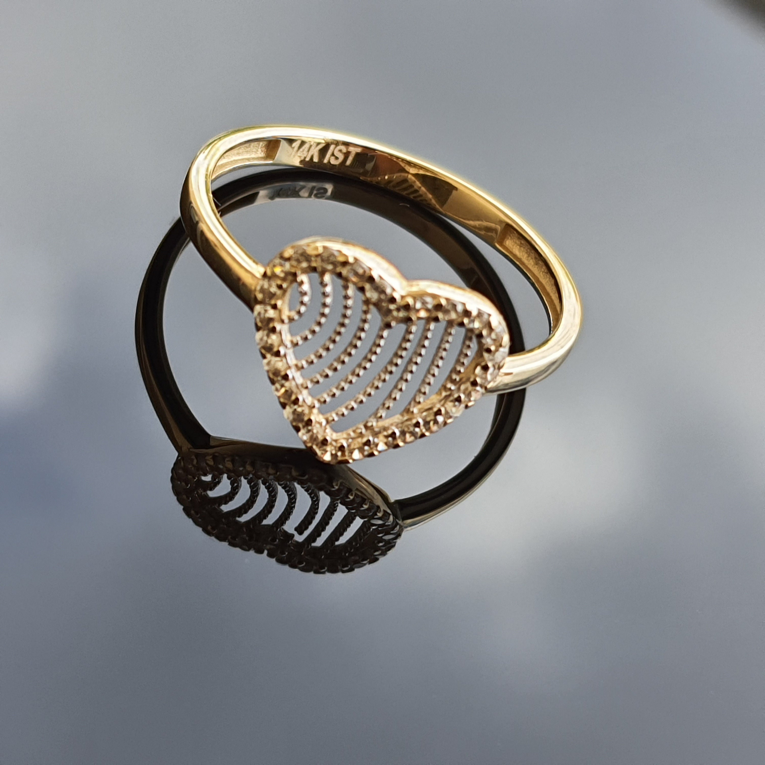 14k Solid Gold Heart Ring Solid Gold Love Ring Heart Etsy