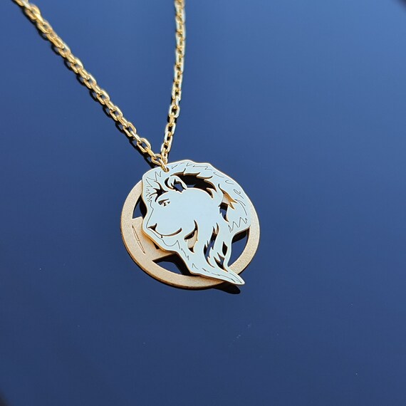 14k Solid Gold Leo Necklace Solid Gold Zodiac Sign Necklace Etsy