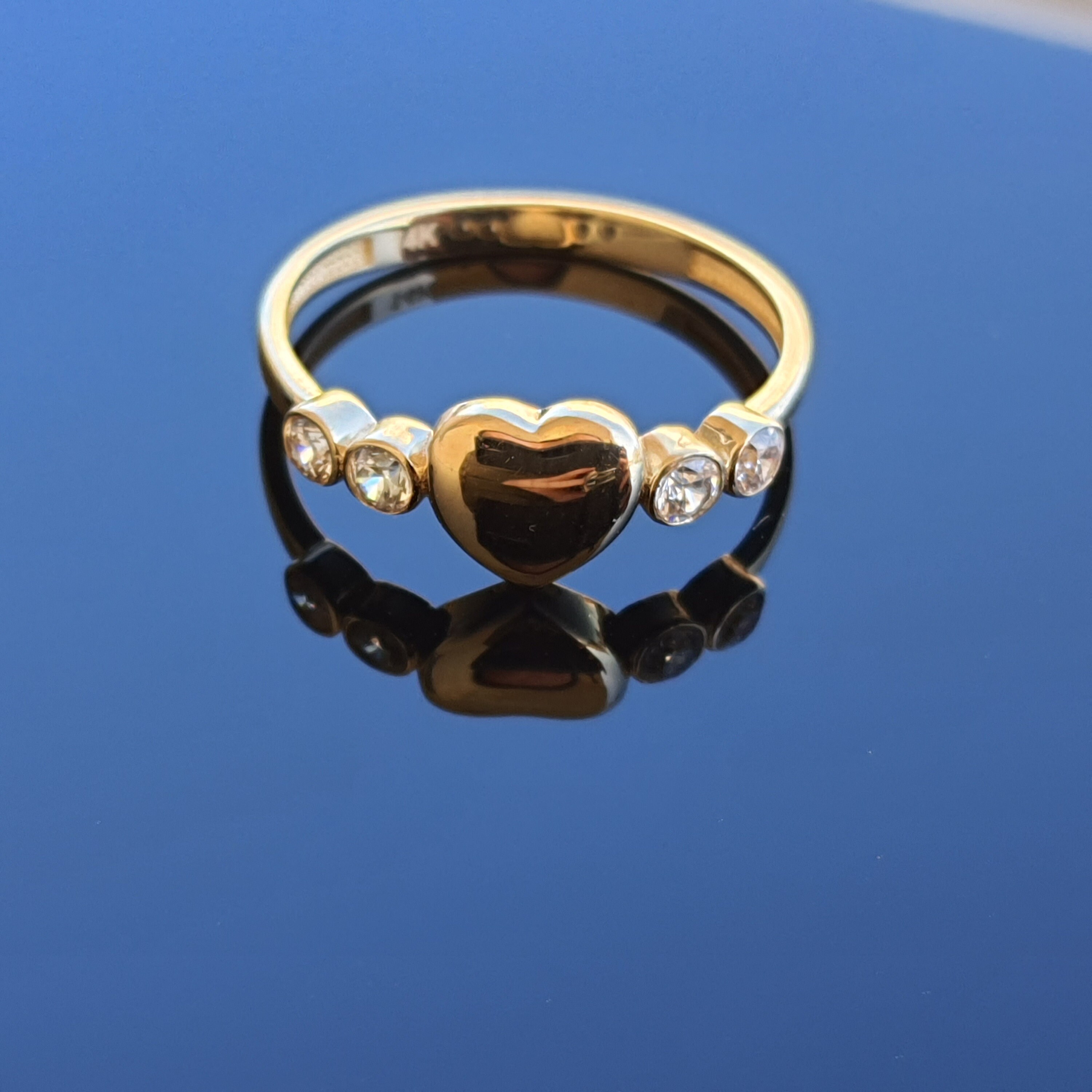14k Solid Gold Heart Ring Solid Gold Love Ring Heart Etsy