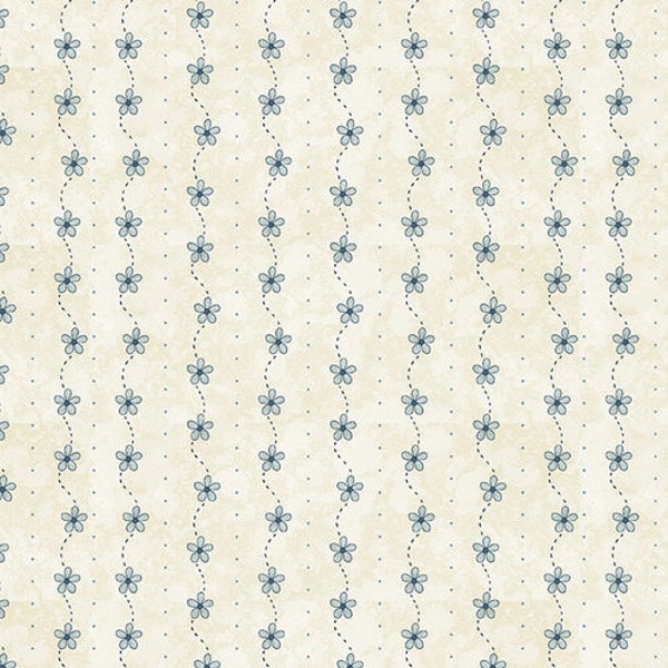 Butterflies and Bloom Floral Stripe Cream by  the half yard by Gail Pan for Henry Glass