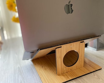 Portable Bamboo Laptop Stand for 13” MacBook Pro/Air (or Similar): Ergonomic, Heat Resistant, Lightweight, Sturdy, and Sustainable