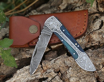 Damascus staal Gepersonaliseerde Groomsman Gift Huwelijksverjaardag Handgemaakte Vriendje Verjaardagscadeau Vaderdag Cadeau Outdoor Cadeau voor minnaar