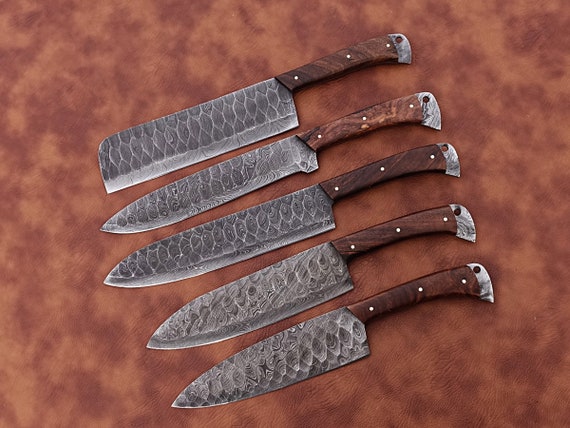 Handmade Damascus Chef Knife Set of 7 BBQ Knife Kitchen Knives Gift for  Father Anniversary Gift Camping Knife Gift for Him Groomsmen Gift 