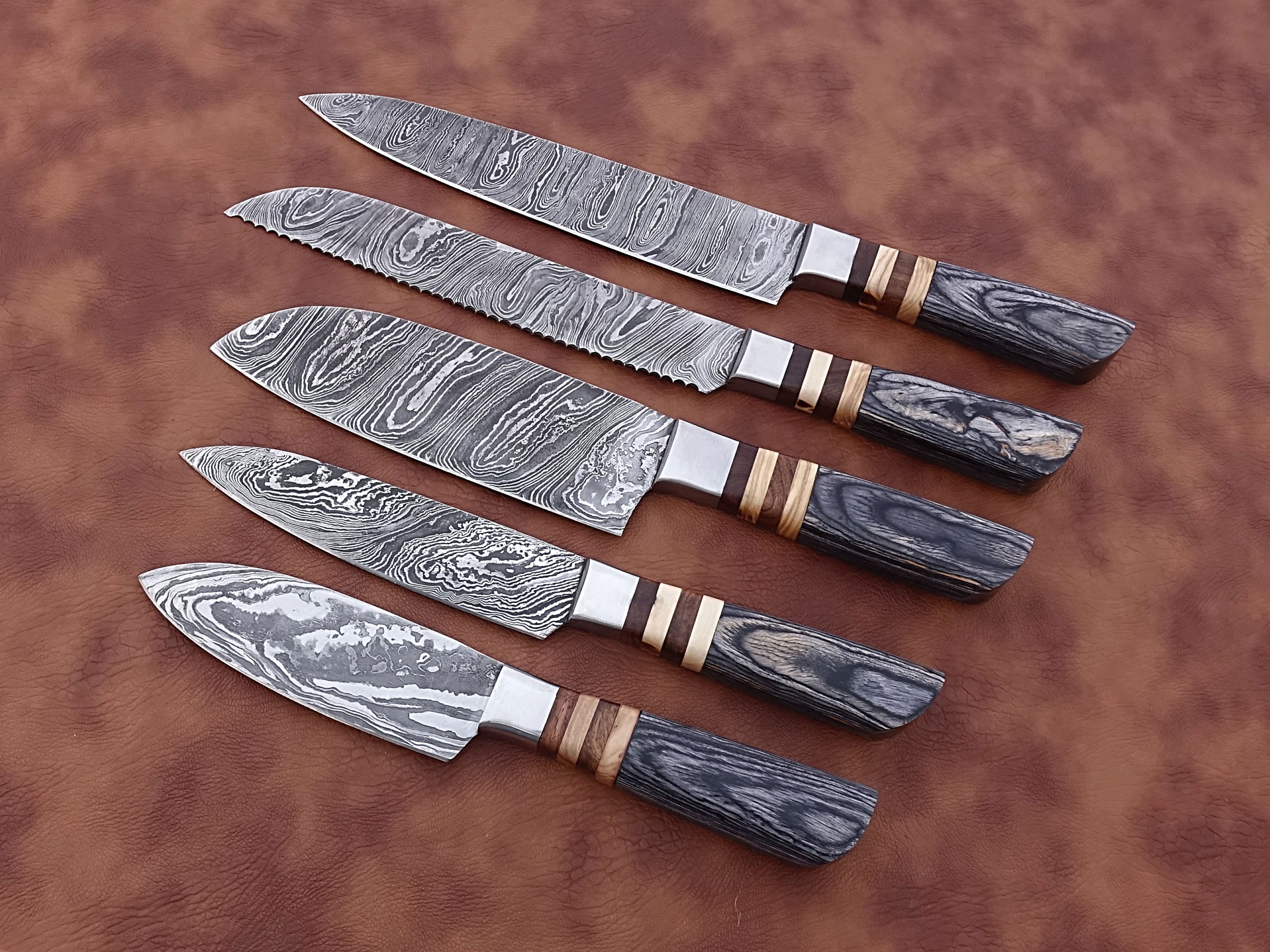 Mediate Goodwill på vegne af Handmade Damascus Chef Knife Set of 5 Pcs With Grey Dollar - Etsy