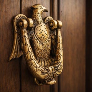 Brass Eagle Door Knocker, Antique Finish Bird Door Knocker, Vintage Entry Door Hardware, Handmade Indian Front Door Decor