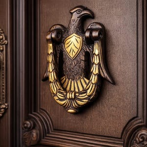 Brass Eagle Door Knocker, Antique Finish Bird Door Knocker, Vintage Entry Door Decor, Handmade Indian Door Hardware 5x4 Inch