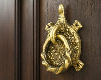 Antique Brass Door Knocker Ring, Vintage Door Handle Hardware, Indian Home Entrance Decor, Traditional Door Pull, Housewarming Gift