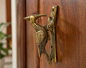 Brass Bird Door Handle, Antique Finish Sparrow Pull, Vintage Cabinet Wardrobe Hardware