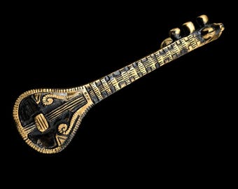 Brass Veena Wall Decor, Antique Musical Instrument Art, Indian Traditional Hanging Decor, Handmade Home Decor Gift