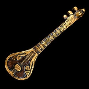 Brass Veena Wall Decor, Antique Musical Instrument Art, Indian Traditional Hanging Decor, Handmade Home Decor Gift