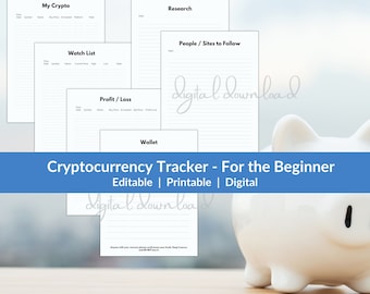 PRINTABLE Cryptocurrency Tracker, Editable Crypto Template, For the Beginner Crypto Invest, Digital Download, Bitcoin Tracker