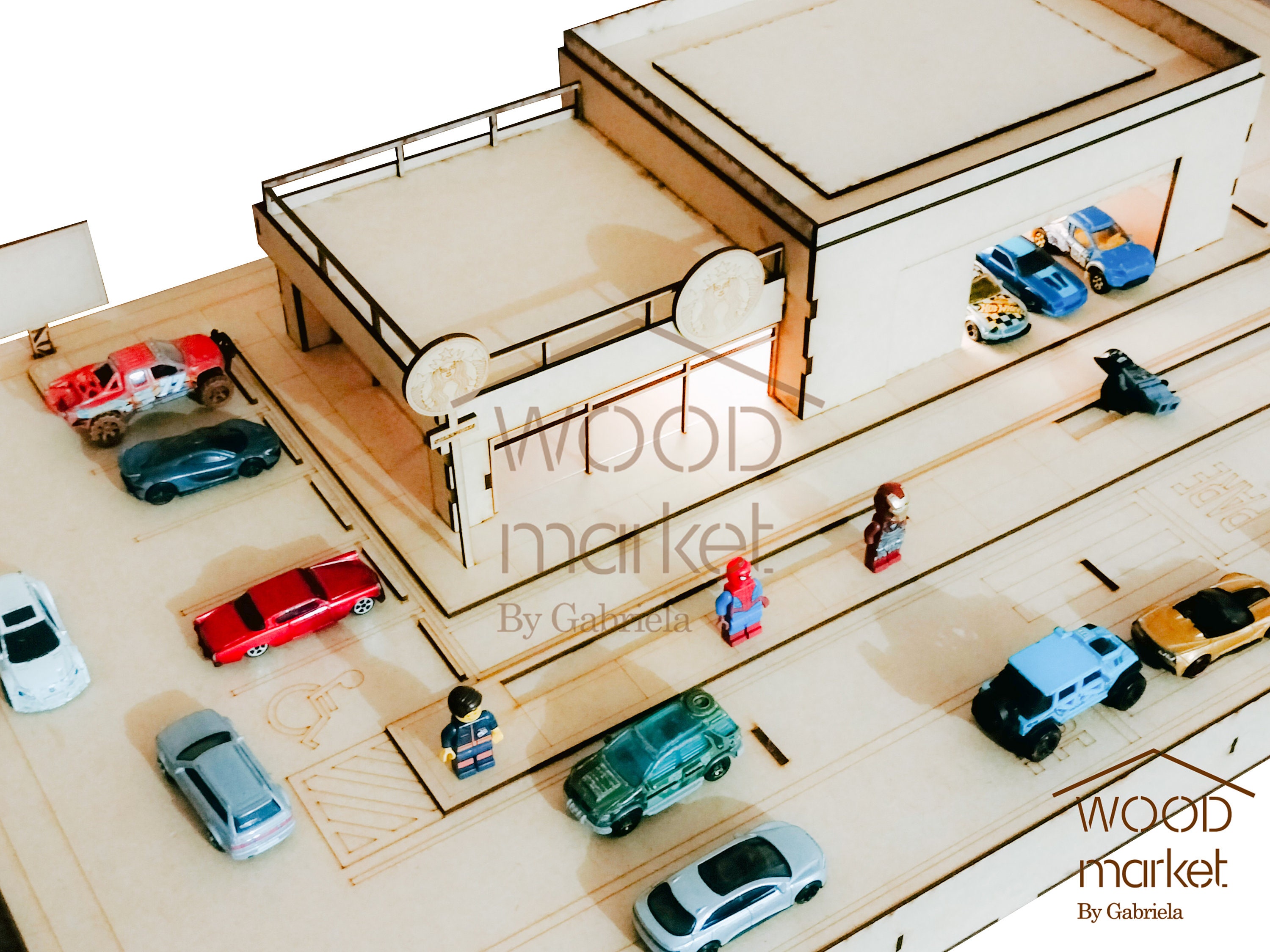 Parking Lot for Hotwheels Cars Miniature Starbucks Digital - Etsy