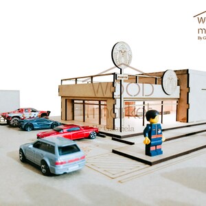 Parking lot for hotwheels cars, miniature starbucks, digital file sale, car track