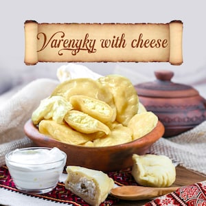 Ukrainian recipe card Varenyky with cheese Recipe postcards DIGITAL DOWNLOAD