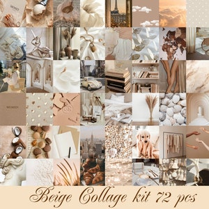 Beige collage kit Wall collage kit Dorm collage kit DIGITAL DOWNLOAD  72 pcs