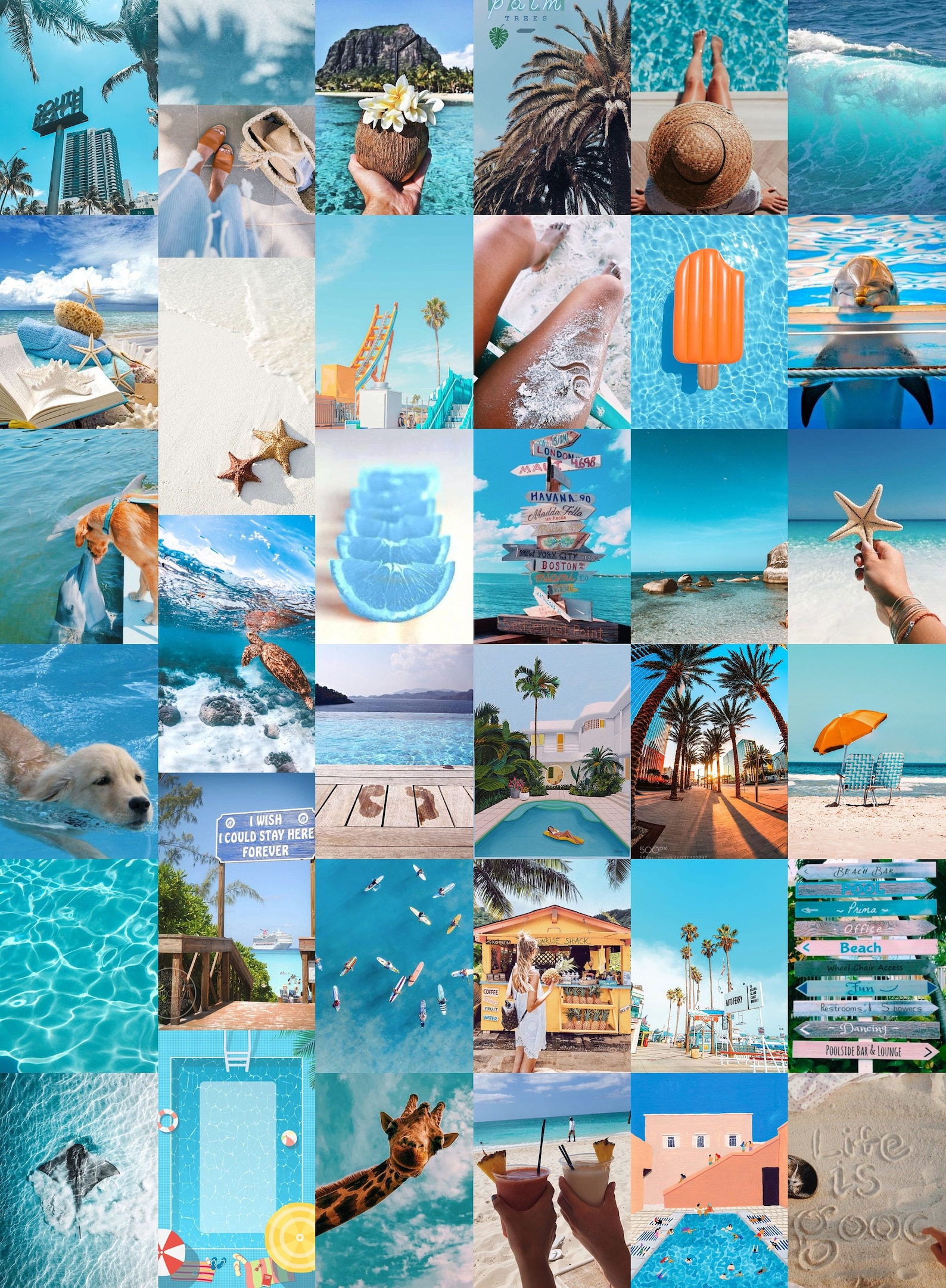 Blue Collage Kit Wall Collage Kit Beach Photo Collage DIGITAL - Etsy