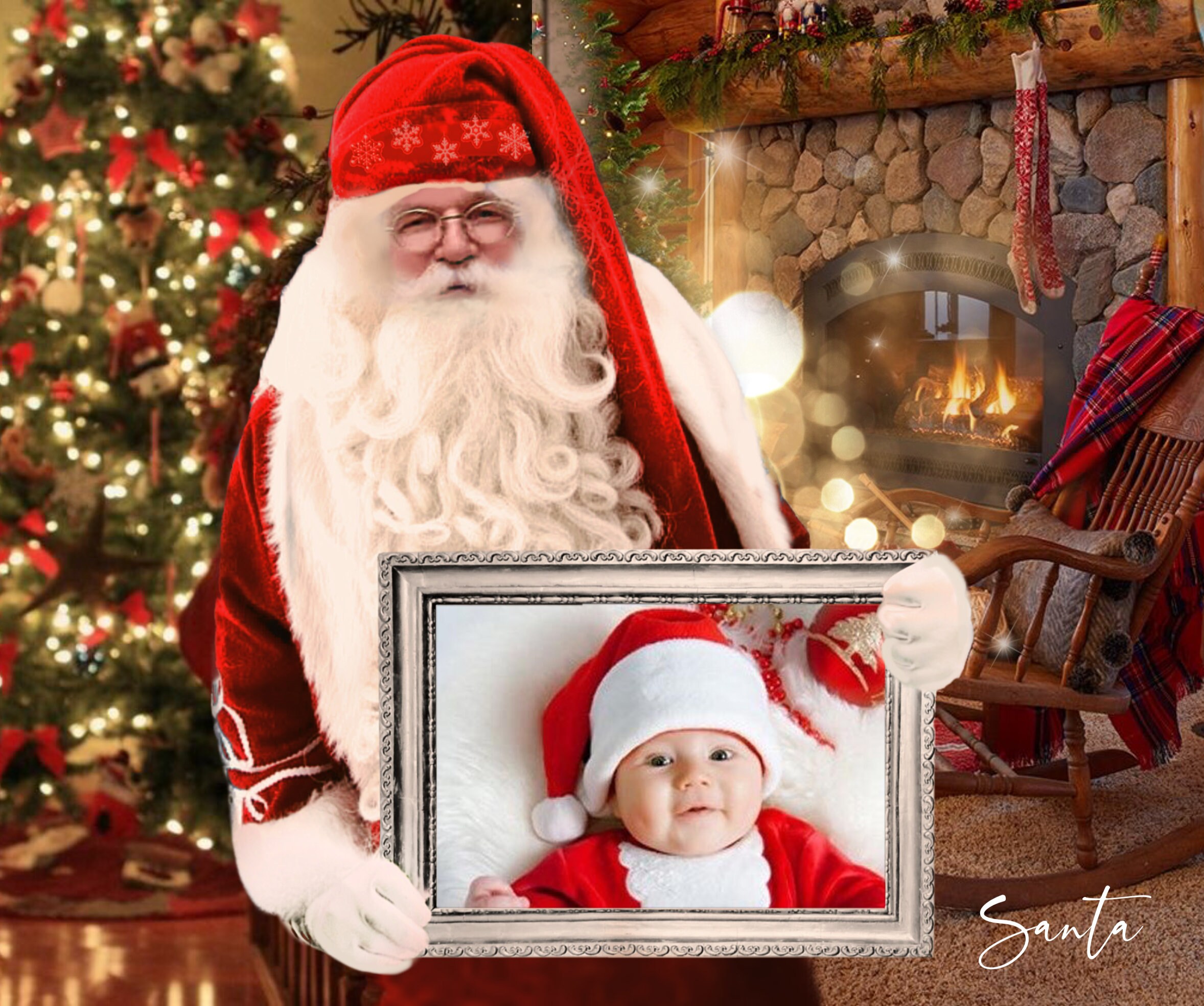Santa holding frame digital backdrops babies Etsy
