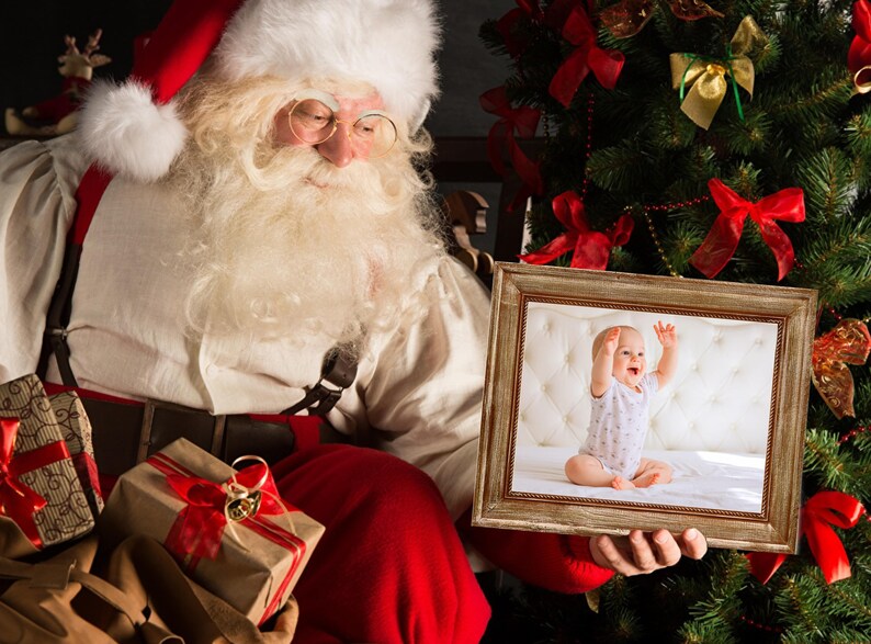 Santa holding frame digital backdrop Santa overlay Etsy