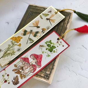 Set 2 Handmade bookmark with tassel Cottagecore bookmark Strawberry bookmark Mushroom bookmark