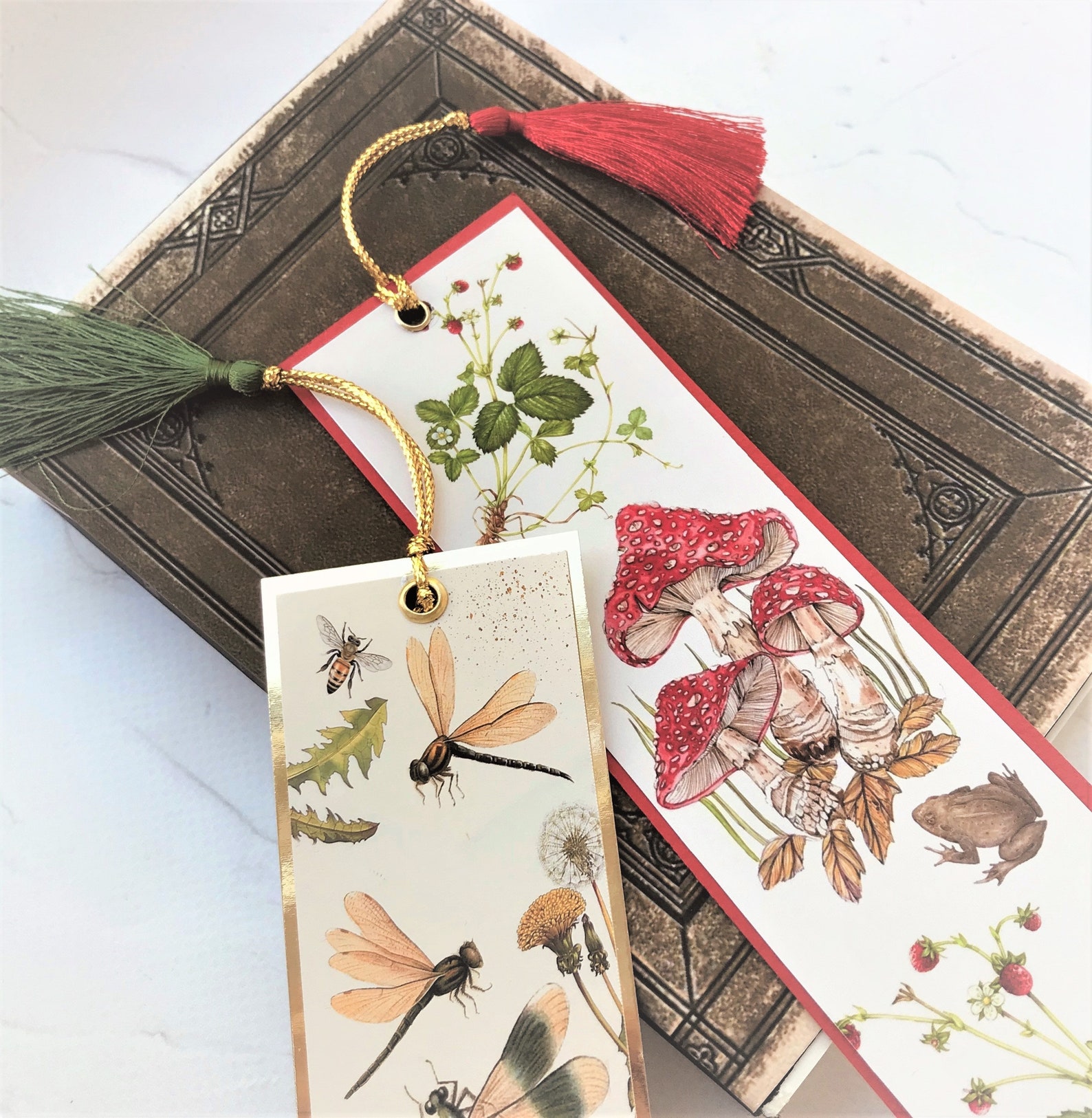 light academia printable bookmarks fly agaric bookmark set of etsy