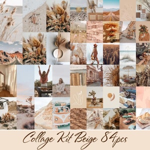 Photo Collage Kit Beige aesthetic Boho Collage Kit DIGITAL DOWNLOAD 84 pcs