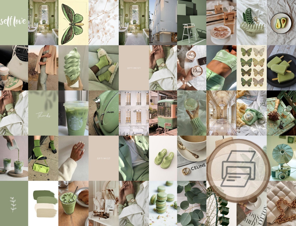 Green Collage Kit Beige Wall Collage Tezza Collage Kit PRINTS - Etsy