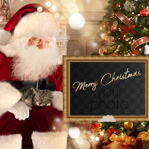 Santa holding frame digital Santa overlay