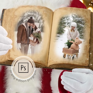 book overlay Santa holding frame digital backdrop christmas overlay DIGITAL DOWNLOAD