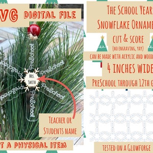 The School Years Snowflake Ornaments SVG digital file