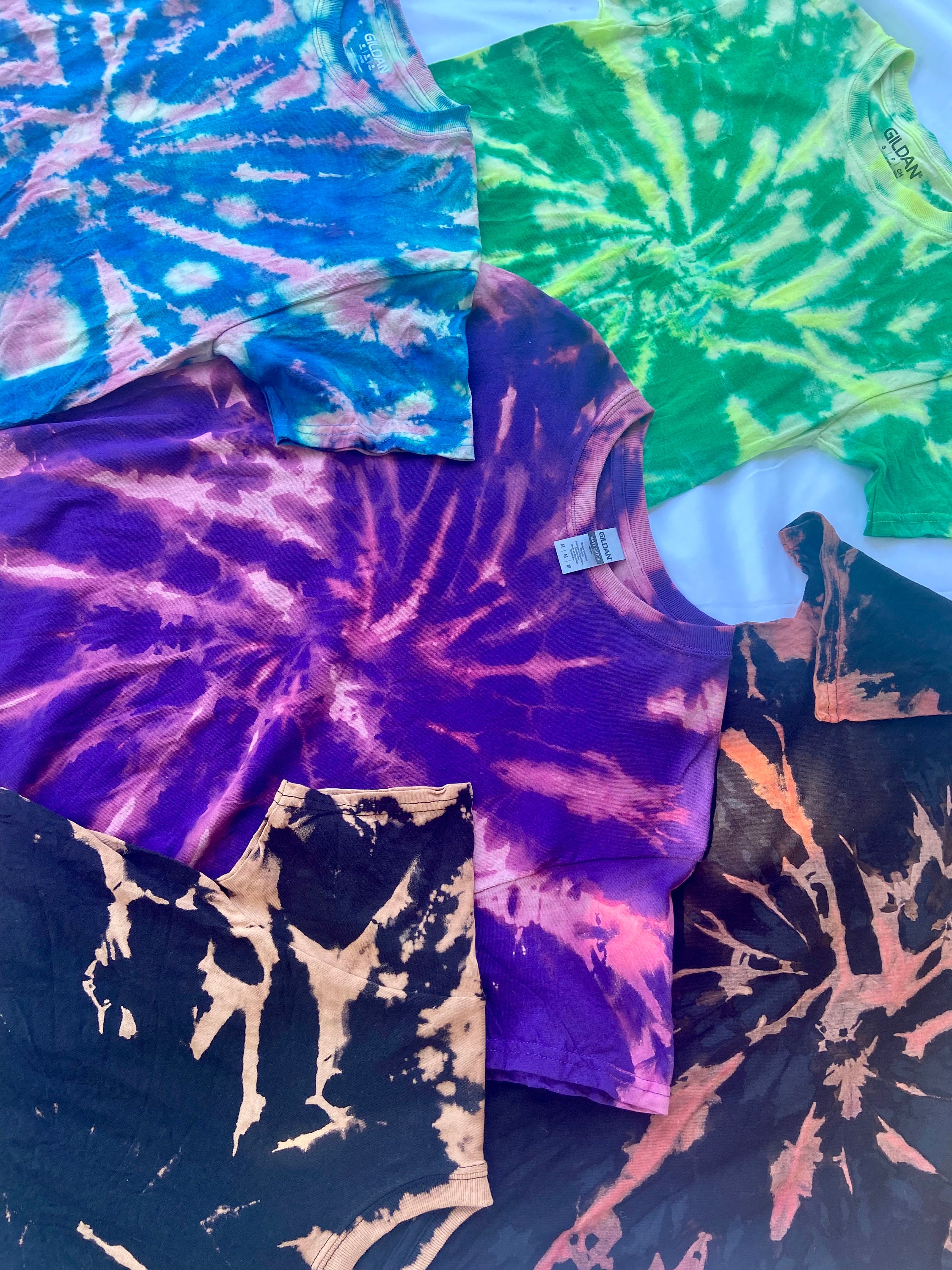 reverse tie dye purple shirt