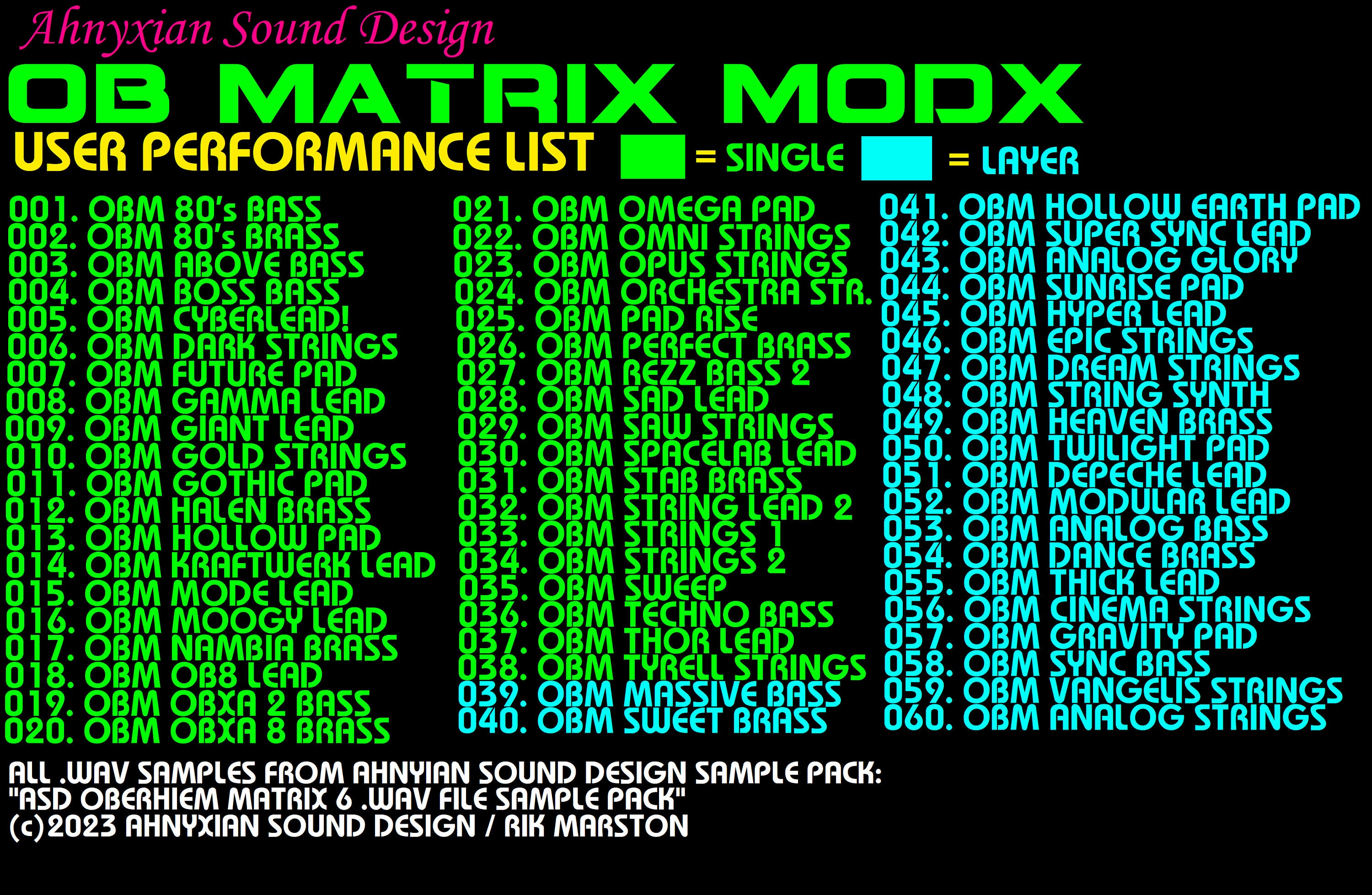 OB MATRIX MODX Sample Pack Yamaha Montage Synthesizer - Etsy