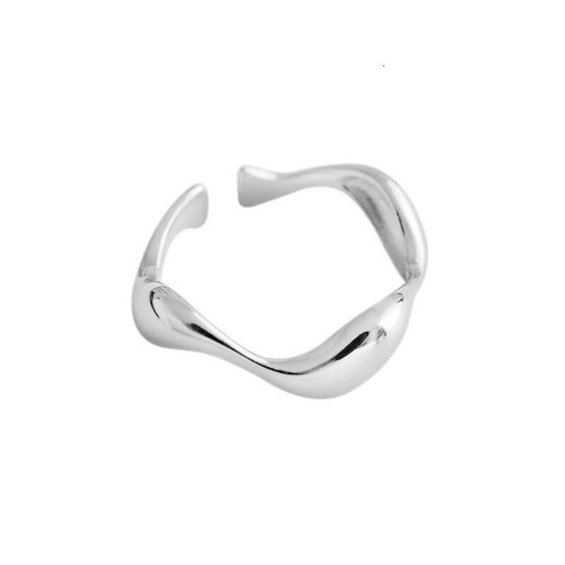 925 Sterling Silver Minimalist Irregular Wave Ring Asymmetric | Etsy