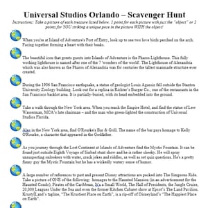 Caccia al tesoro degli Universal Studios, Attività per la famiglia, Vacanze a Orlando in Florida, Itinerario di viaggio, Pianificazione del viaggio, Parco divertimenti, Download digitale