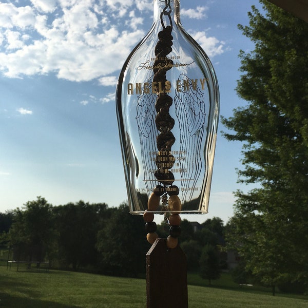 Memorial Wind Chime, Remembrance Chime, Outdoor Decor, Sympathy Gift, Bereavement Gift, In Memory, Hear the Wind, Upcycled  Liquor Bottle